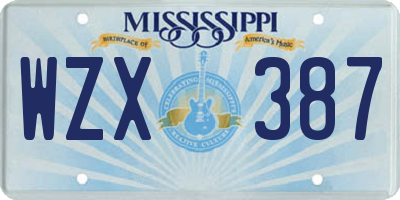 MS license plate WZX387