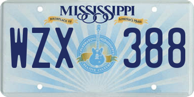 MS license plate WZX388