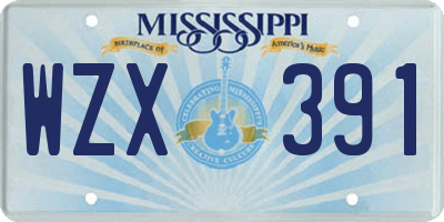 MS license plate WZX391