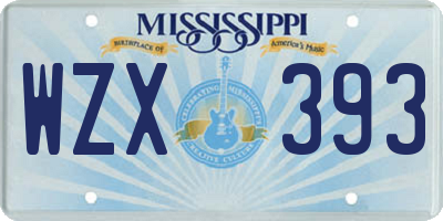 MS license plate WZX393