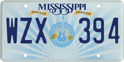 MS license plate WZX394