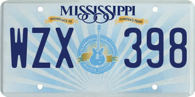 MS license plate WZX398