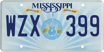 MS license plate WZX399