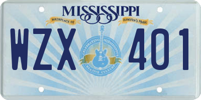 MS license plate WZX401