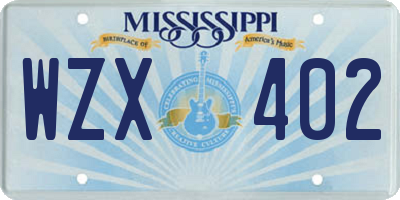 MS license plate WZX402