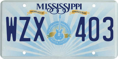 MS license plate WZX403