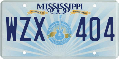 MS license plate WZX404