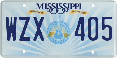 MS license plate WZX405