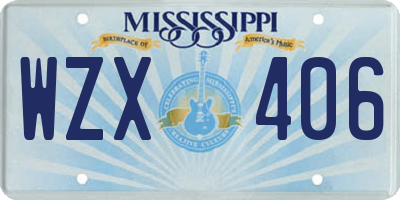 MS license plate WZX406