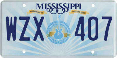 MS license plate WZX407
