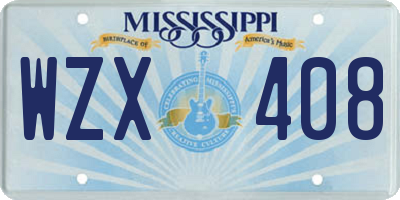 MS license plate WZX408