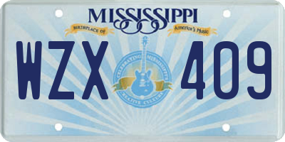 MS license plate WZX409