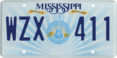 MS license plate WZX411