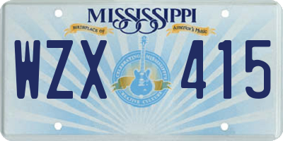 MS license plate WZX415