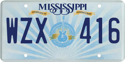 MS license plate WZX416