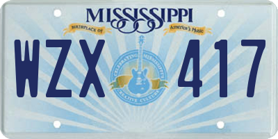 MS license plate WZX417