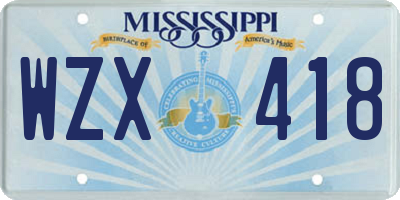 MS license plate WZX418