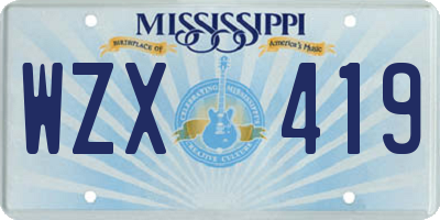 MS license plate WZX419