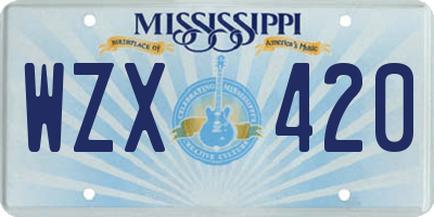 MS license plate WZX420