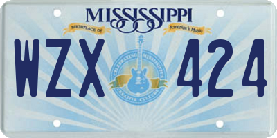 MS license plate WZX424