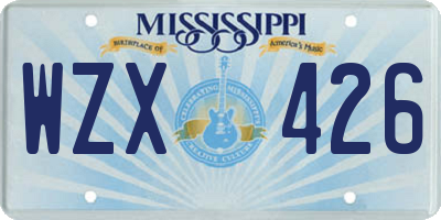 MS license plate WZX426