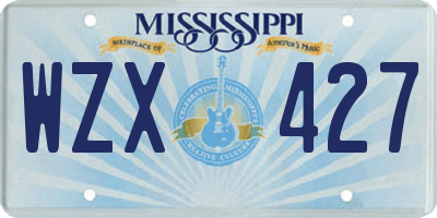 MS license plate WZX427