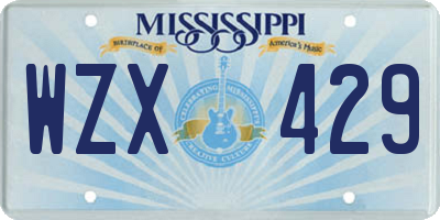 MS license plate WZX429