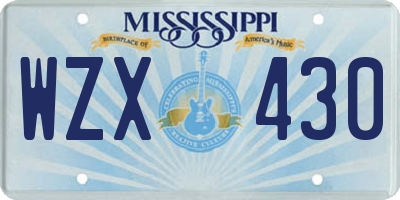 MS license plate WZX430