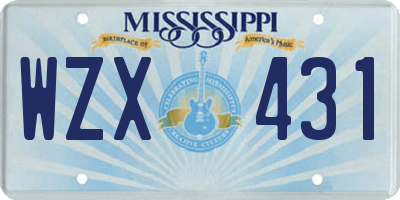MS license plate WZX431