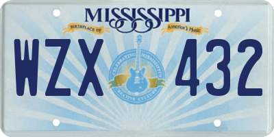 MS license plate WZX432