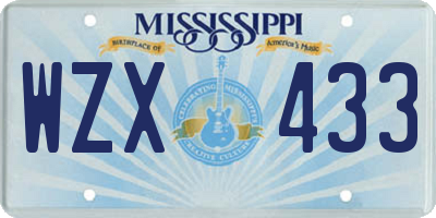 MS license plate WZX433
