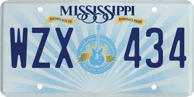 MS license plate WZX434