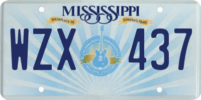 MS license plate WZX437