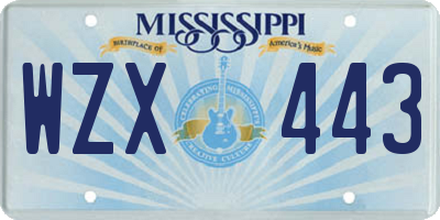 MS license plate WZX443