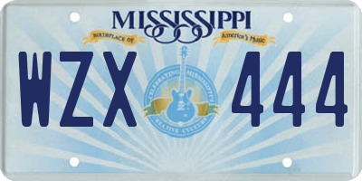 MS license plate WZX444