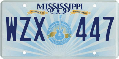 MS license plate WZX447