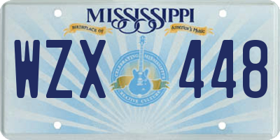 MS license plate WZX448