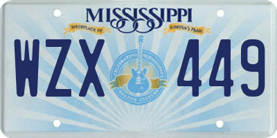 MS license plate WZX449