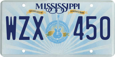 MS license plate WZX450