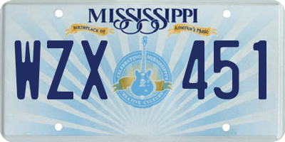MS license plate WZX451
