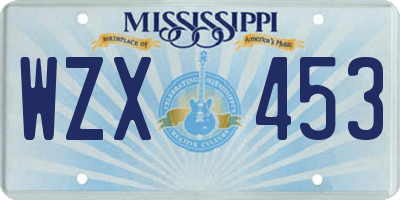 MS license plate WZX453