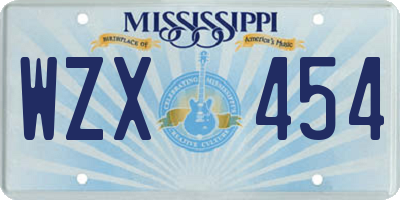 MS license plate WZX454
