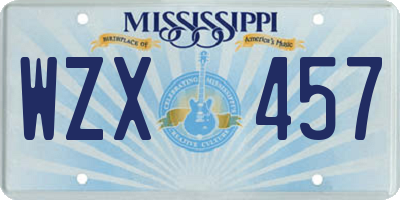MS license plate WZX457