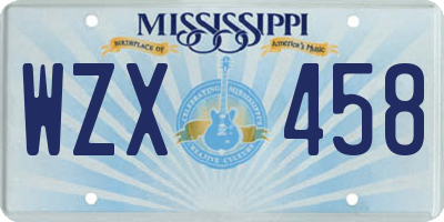 MS license plate WZX458