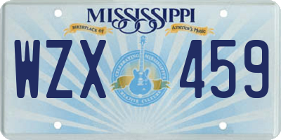 MS license plate WZX459