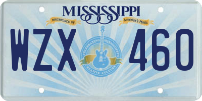 MS license plate WZX460
