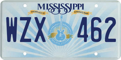 MS license plate WZX462