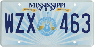 MS license plate WZX463