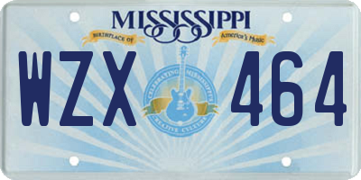 MS license plate WZX464