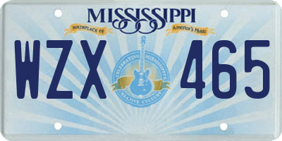 MS license plate WZX465